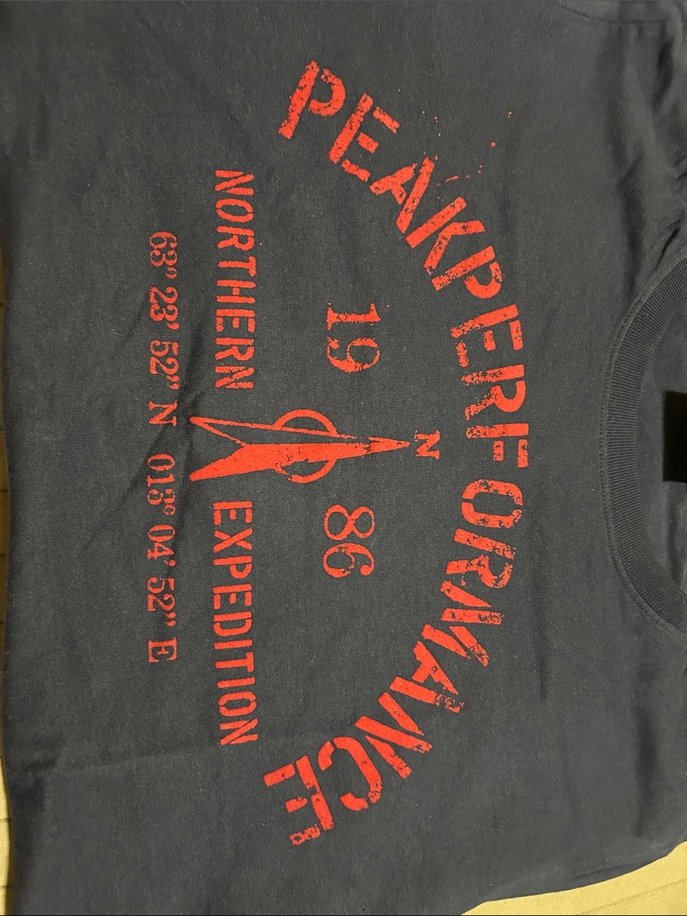 Vintage Peak Performance Black Tee with Red Northern Expedition Graphic